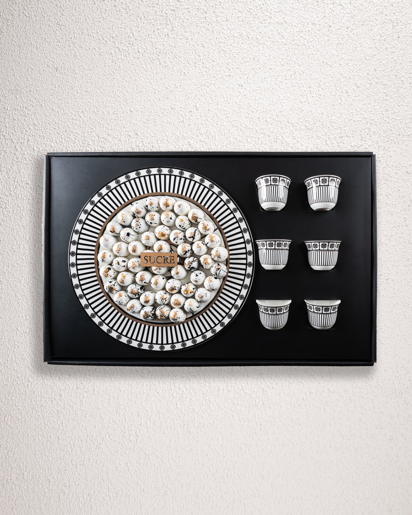 Elan Chocolate tray with 6 Arabic coffee cups