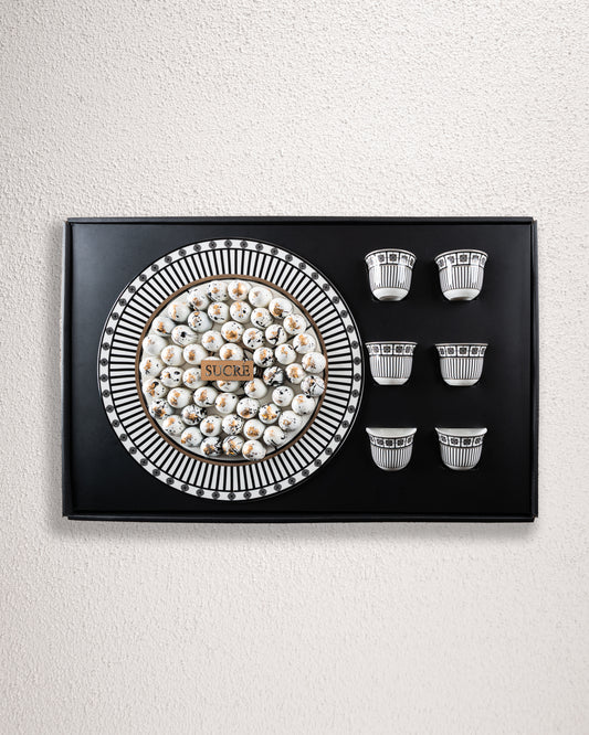 Elan Chocolate tray with 6 Arabic coffee cups