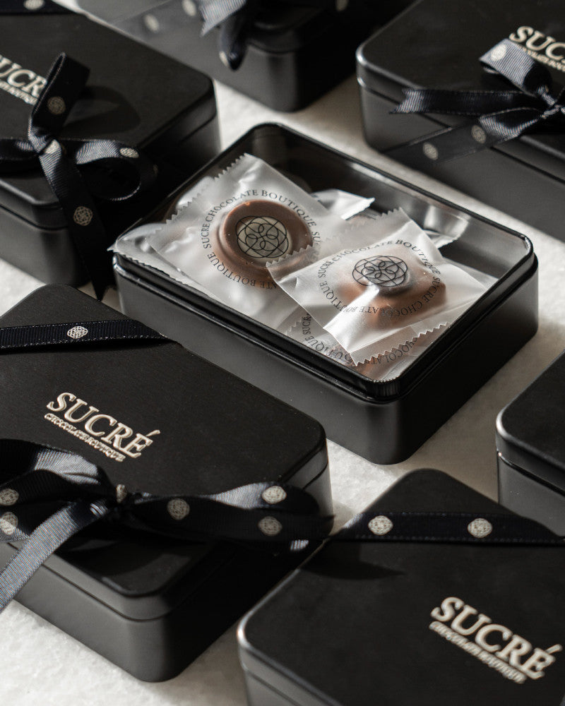 Black tin chocolate box