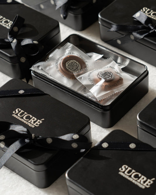 Black tin chocolate box