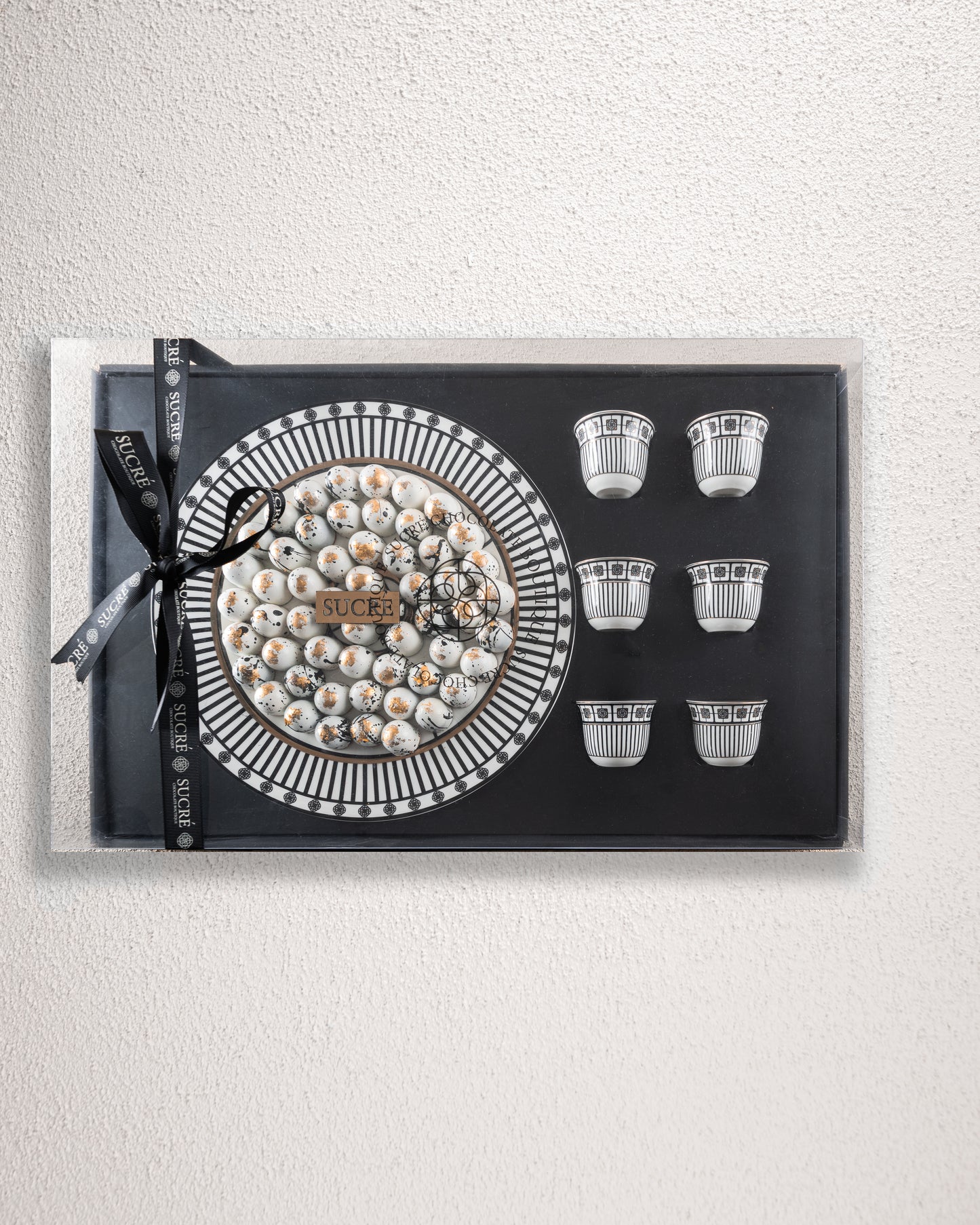 Elan Chocolate tray with 6 Arabic coffee cups