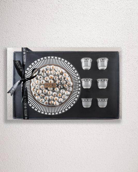 Elan Chocolate tray with 6 Arabic coffee cups