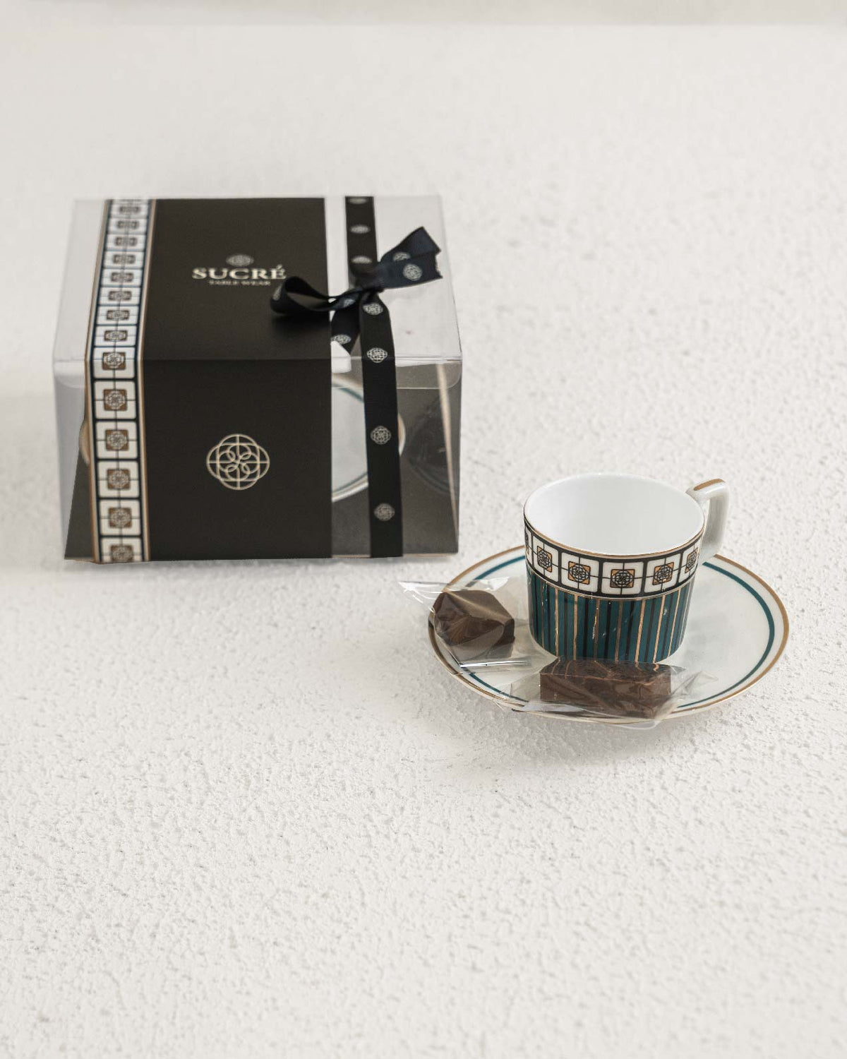 Teal Espresso Cup with chocolate