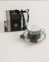 Teal Tea cup with chocolate